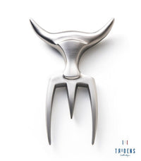 Fourchette TRIDENS + socle à empreinte – Inox 316L & hêtre