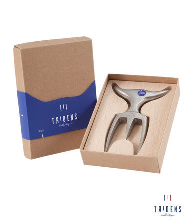 Fourchette TRIDENS + socle à empreinte – Inox 316L & hêtre